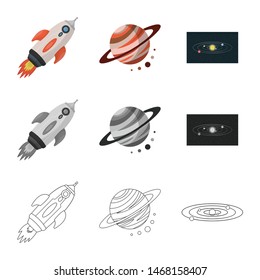 Vector design of astronomy and technology symbol. Collection of astronomy and sky stock vector illustration.