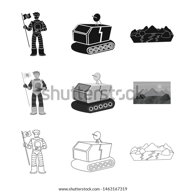 Vector design of astronomy and\
technology symbol. Set of astronomy and sky vector icon for\
stock.