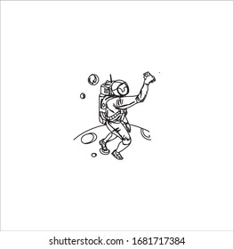 vector design astronout funny in space