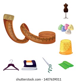 Vector design of atelier and sewing logo. Set of atelier and tailoring vector icon for stock.