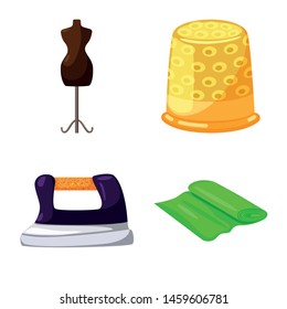 Vector design of atelier and sewing logo. Set of atelier and tailoring vector icon for stock.