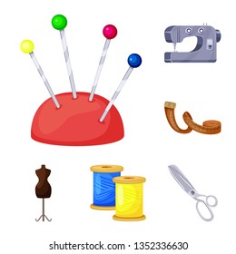 Vector design of atelier and sewing symbol. Set of atelier and tailoring vector icon for stock.
