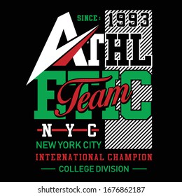 vector design athletic team typhography t shirt, vector illustration