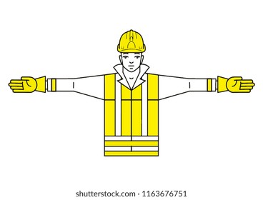 vector design of attention start command instruction gesture signalman