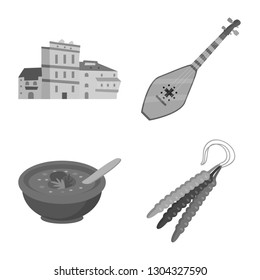 Vector design of attributes and tourism icon. Set of attributes and national stock vector illustration.