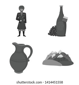 Vector design of attributes and tourism icon. Collection of attributes and national stock vector illustration.