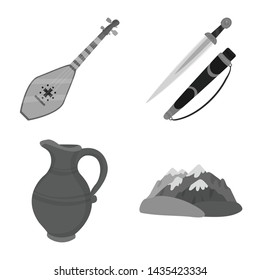 Vector design of attributes and tourism icon. Set of attributes and national stock vector illustration.
