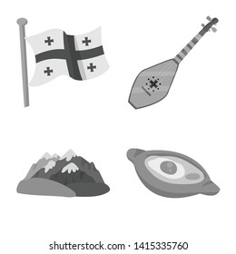 Vector design of attributes and tourism sign. Collection of attributes and national stock vector illustration.