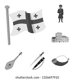 Vector design of attributes and tourism symbol. Set of attributes and national stock symbol for web.