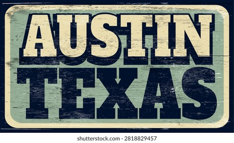 Vector design Austin Texas sign on wood