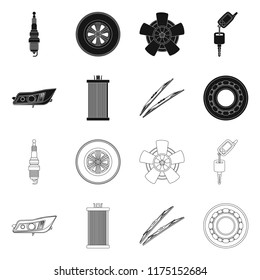 Vector design of auto and part icon. Collection of auto and car stock symbol for web.