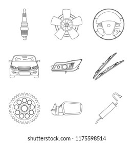 Vector design of auto and part icon. Set of auto and car stock vector illustration.
