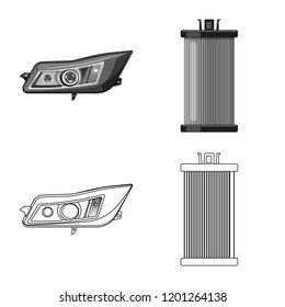 Vector design of auto and part icon. Collection of auto and car stock symbol for web.