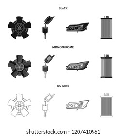 Vector design of auto and part icon. Set of auto and car vector icon for stock.