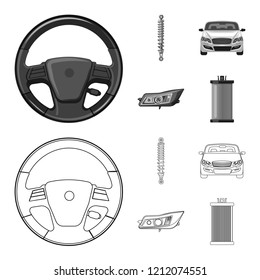 Vector design of auto and part icon. Collection of auto and car stock symbol for web.