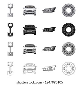 Vector design of auto and part icon. Collection of auto and car stock symbol for web.
