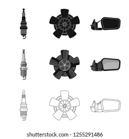 Vector design of auto and part icon. Collection of auto and car stock symbol for web.