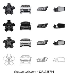 Vector design of auto and part icon. Collection of auto and car stock vector illustration.