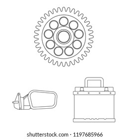 Vector design of auto and part logo. Set of auto and car stock symbol for web.