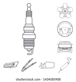 Vector design of auto and part logo. Set of auto and car stock symbol for web.