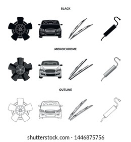 Vector design of auto and part logo. Collection of auto and car vector icon for stock.