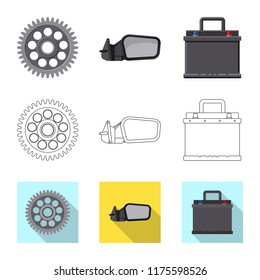 Vector design of auto and part sign. Set of auto and car stock symbol for web.