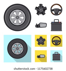 Vector design of auto and part sign. Collection of auto and car stock symbol for web.