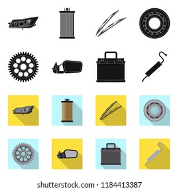 Vector design of auto and part sign. Set of auto and car stock symbol for web.