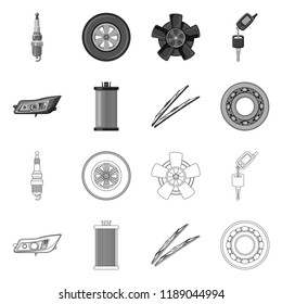 Vector design of auto and part sign. Collection of auto and car vector icon for stock.