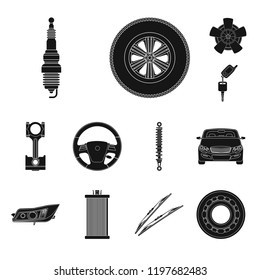 Vector design of auto and part sign. Set of auto and car stock vector illustration.