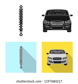 Vector design of auto and part sign. Set of auto and car stock vector illustration.