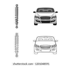 Vector design of auto and part sign. Set of auto and car stock symbol for web.