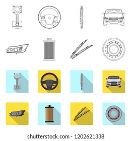 Vector design of auto and part sign. Collection of auto and car stock vector illustration.
