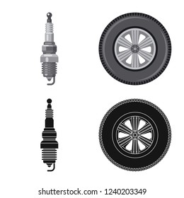 Vector design of auto and part sign. Collection of auto and car stock vector illustration.