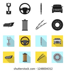 Vector design of auto and part sign. Set of auto and car stock symbol for web.