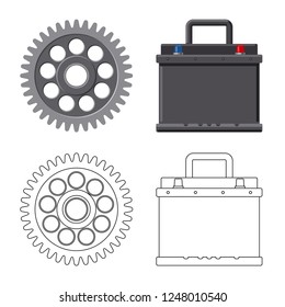 Vector design of auto and part sign. Collection of auto and car stock symbol for web.