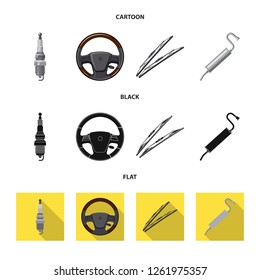 Vector design of auto and part sign. Set of auto and car stock vector illustration.