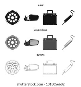 Vector design of auto and part sign. Set of auto and car stock symbol for web.