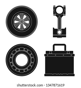 Vector design of auto and part sign. Set of auto and car vector icon for stock.