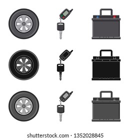 Vector design of auto and part sign. Set of auto and car stock symbol for web.