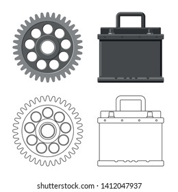 Vector design of auto and part sign. Collection of auto and car stock symbol for web.