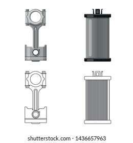 Vector design of auto and part sign. Set of auto and car vector icon for stock.