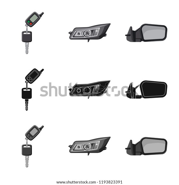 Vector design of auto and part sign. Set of\
auto and car stock vector\
illustration.
