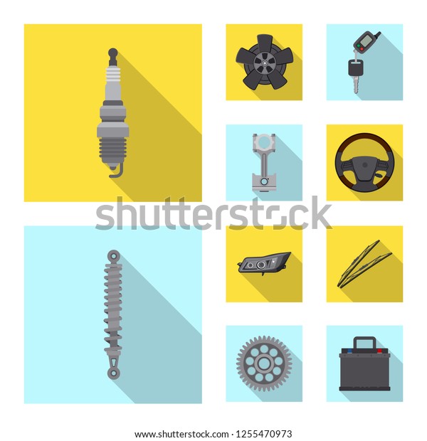 Vector design of auto and part sign. Set of\
auto and car stock vector\
illustration.