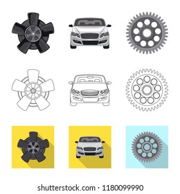Vector design of auto and part symbol. Collection of auto and car vector icon for stock.