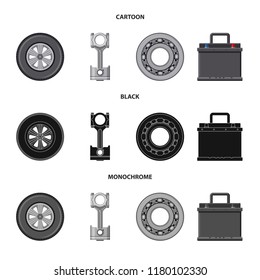 Vector design of auto and part symbol. Collection of auto and car stock symbol for web.