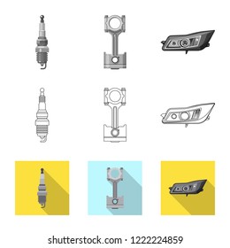 Vector design of auto and part symbol. Collection of auto and car vector icon for stock.