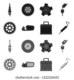 Vector design of auto and part symbol. Collection of auto and car stock symbol for web.