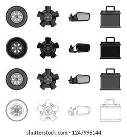 Vector design of auto and part symbol. Set of auto and car stock vector illustration.