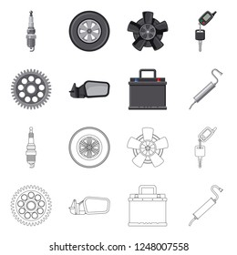 Vector design of auto and part symbol. Set of auto and car vector icon for stock.